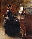Piano Canvas Paintings - Girl at Piano